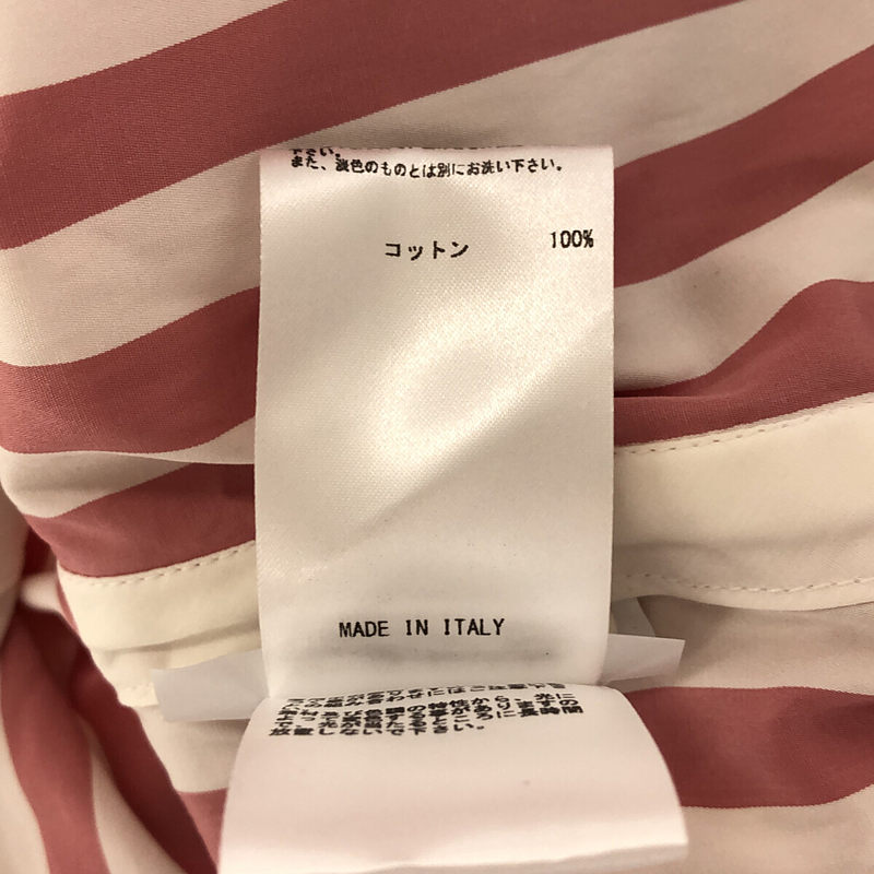 JIL SANDER / ジルサンダー コットン ストライプ バックギャザー バンドカラー ロング シャツワンピース