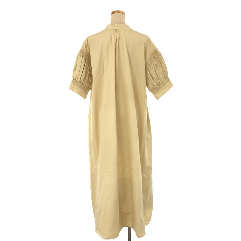 JIL SANDER / ジルサンダー 滝沢眞規子さん着用モデル / コットン ギャザースリーブ Vネックドレスワンピース