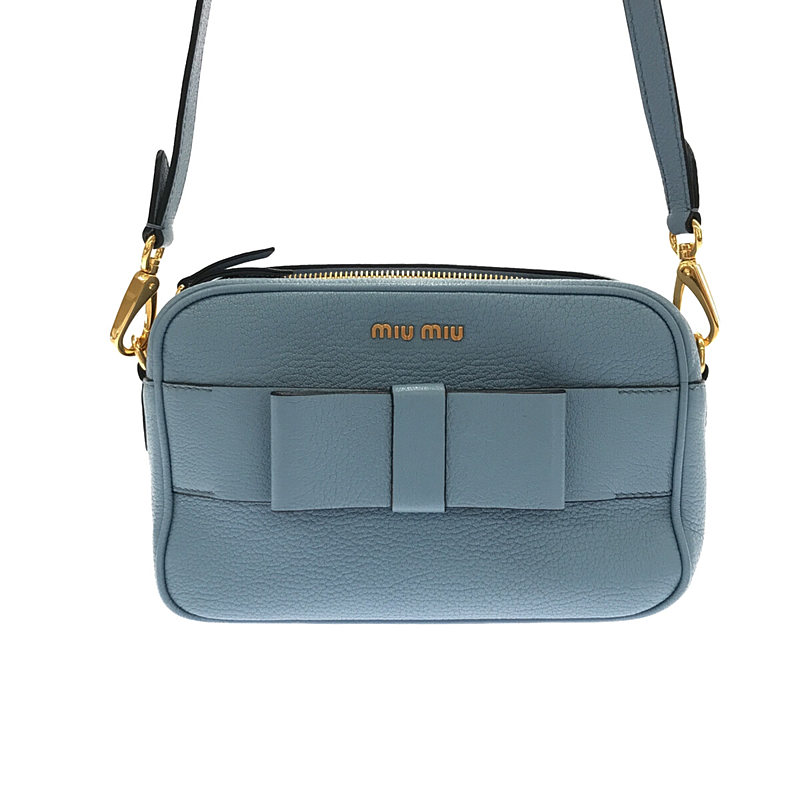 miu miu / ミュウミュウ 2way リボン レザー スクエア ショルダーセカンドバッグ