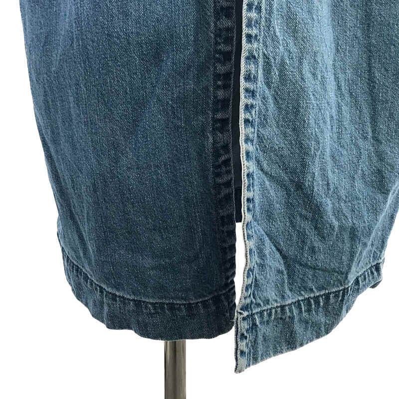 Mame Kurogouchi / マメクロゴウチ Sakiori Denim Coat リメイク風 コットン 切替 裂き織り ノーカラー ロング デニム コート