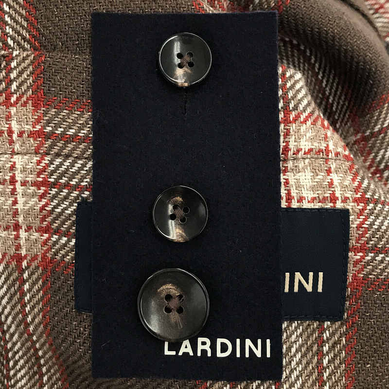 LARDINI / ラルディーニ イタリア製 ウール リネン チェック ノッチドラペル サイドベンツ 2B テーラード ジャケット ブートニエール付き