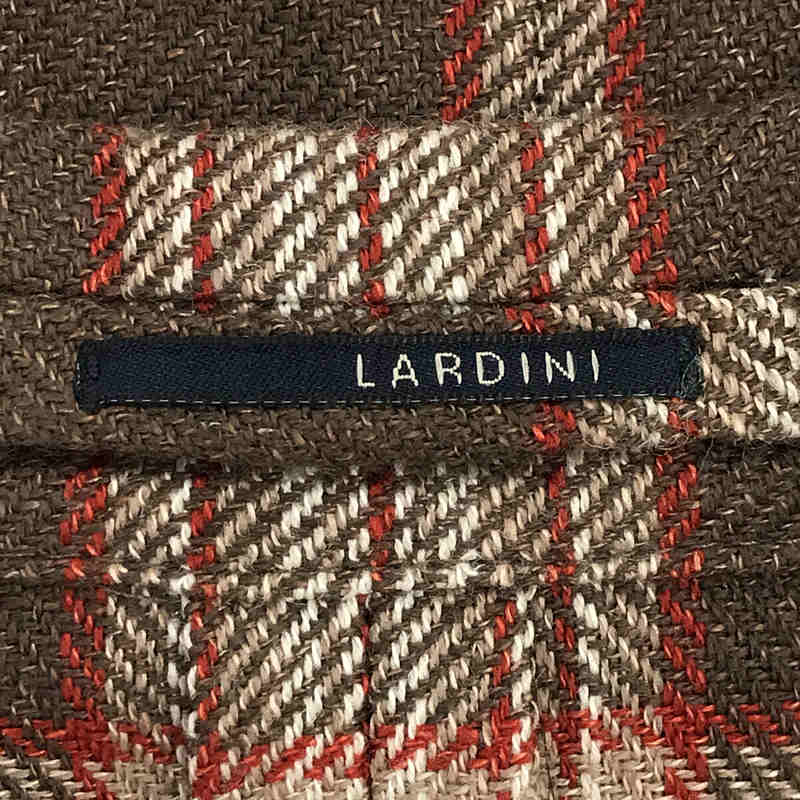LARDINI / ラルディーニ イタリア製 ウール リネン チェック ノッチドラペル サイドベンツ 2B テーラード ジャケット ブートニエール付き