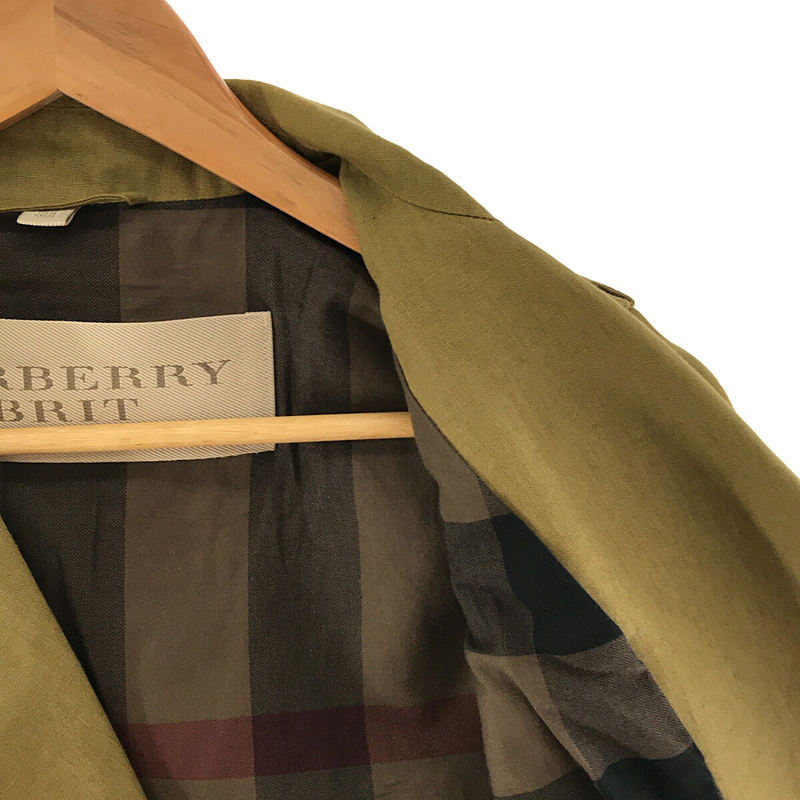 BURBERRY BRIT / バーバリーブリット リネン 裏地 チェック ダブルライダース ジャケット