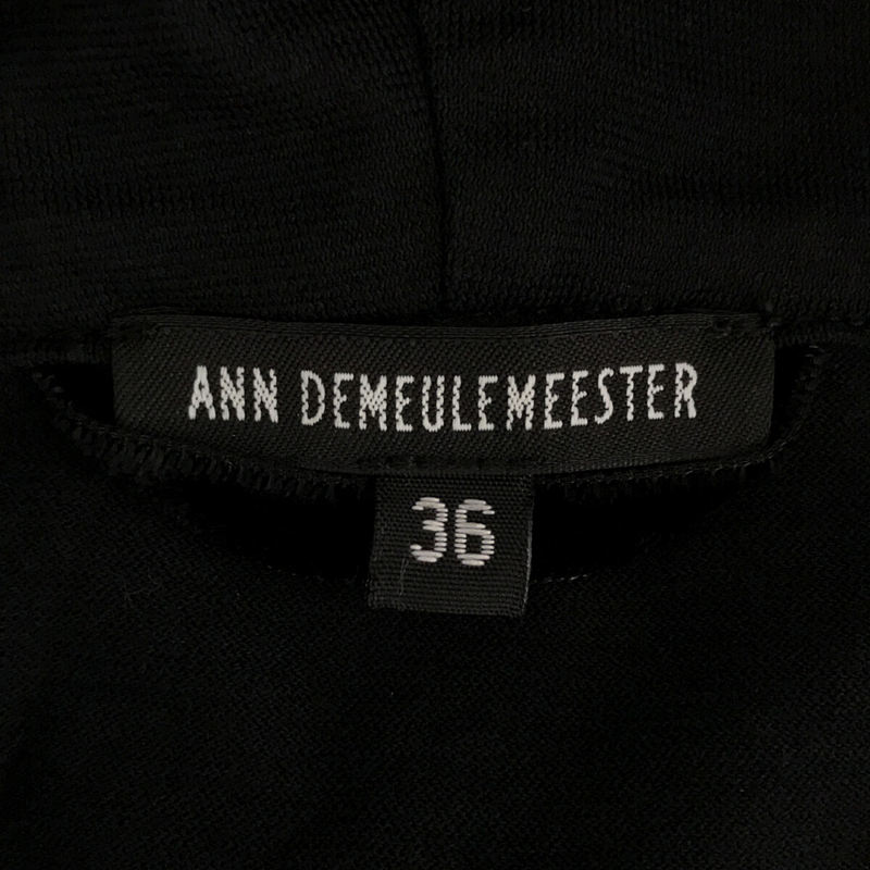 ANN DEMEULEMEESTER / アンドゥムルメステール コットン キュプラ 切替 オープンショルダー フーデッド ロングスリーブ カットソー フーディ