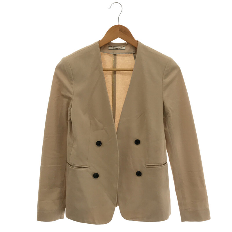 【美品】  BEIGE， / ベイジ | トリアセテート ポリエステル クルーネック バックジップ プルオーバー ブラウス | 4 | ネイビー | レディース