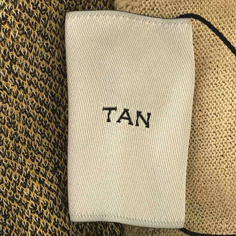 TAN / タン 2WAY リネン ラミー紺 グレンチェック × ライン ニット