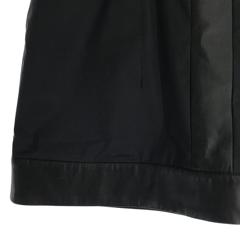 【美品】  Mame Kurogouchi / マメクロゴウチ | Water Repellent Nylon Mini Skirt ベジタブルレザー 異素材切替 スカート | 2 | ブラック | レディース