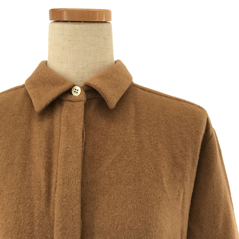 B15881 美品 オーラリー　コットンキャメルダブルクロスシャツコート1 ドライダブルクロス クルーネックプルオーバー （シャツ