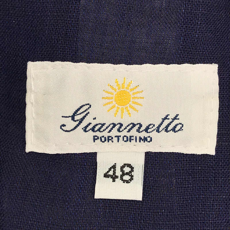 Giannetto / ジャンネット イタリア製 リネン ノッチドラペル センターベント 2B テーラード ジャケット ピンバッチ付き