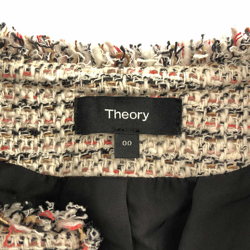 theory / セオリー Preston Tweed Feminine Slim ツィードノーカラージャケット