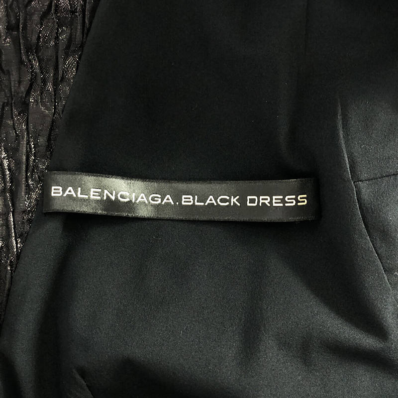 BALENCIAGA / バレンシアガ BLACK DRESS シルク混 コーティング バックジップ ワンピース