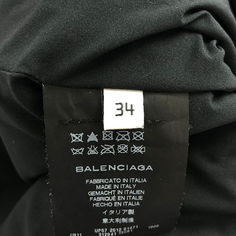 BALENCIAGA / バレンシアガ BLACK DRESS シルク混 コーティング バックジップ ワンピース