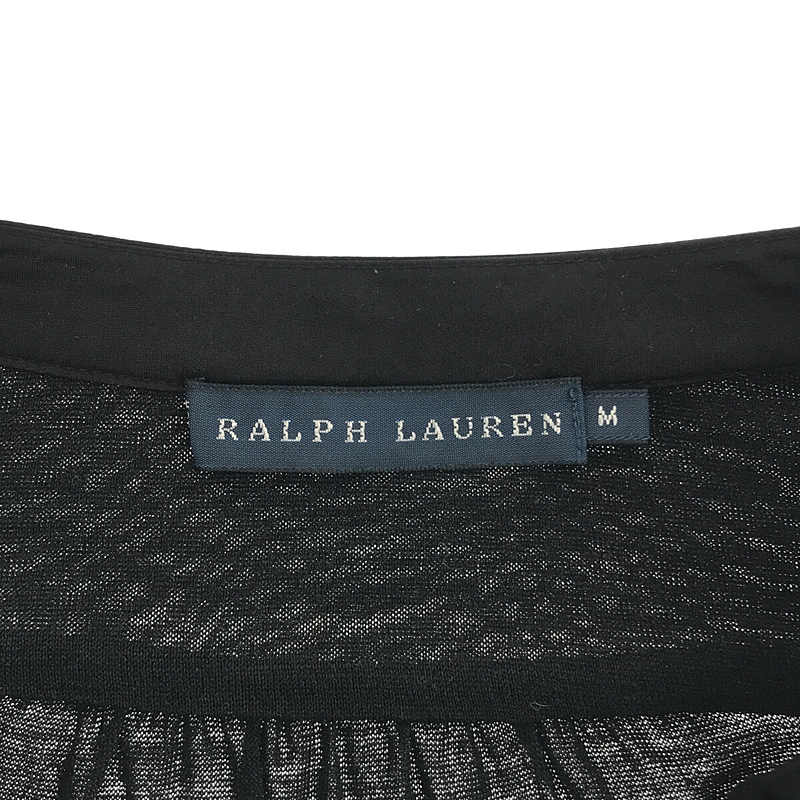 RALPH LAUREN / ラルフローレン silk100％ / シルク バンドカラー フリル ロングニットシャツ