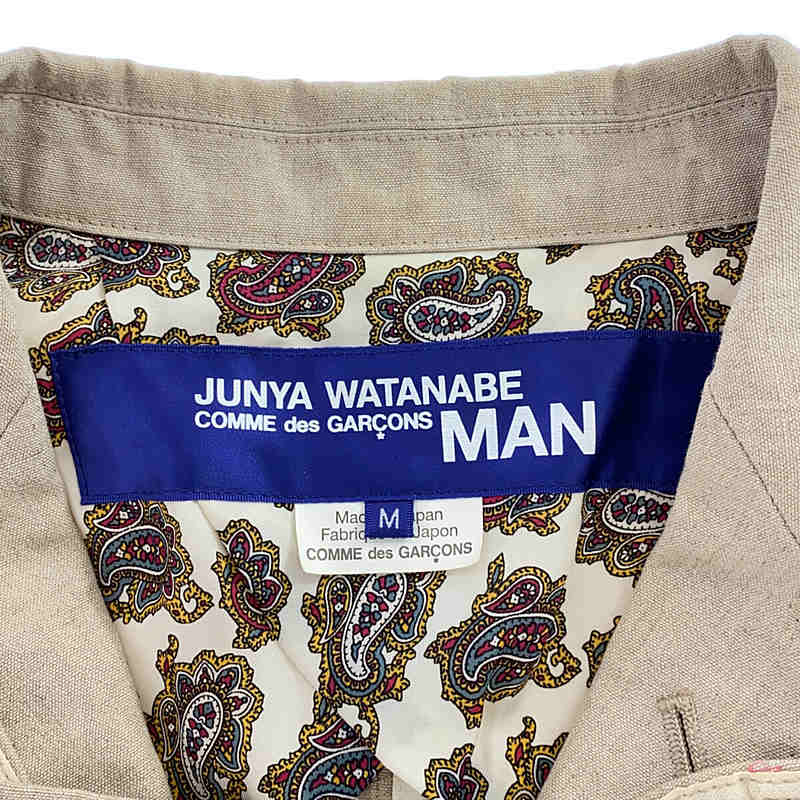 JUNYA WATANABE COMME des GARCONS MAN / ジュンヤワタナベコムデギャルソンマン ステッチ・パッチワーク エルボーパッチ リネン 4B シングルジャケット