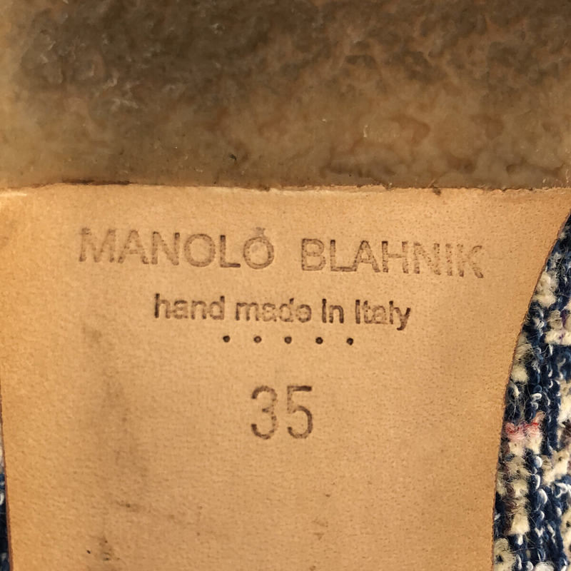 MANOLO BLAHNIK / マノロブラニク ツイード ビジューバックル フラットパンプス