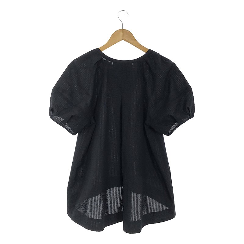 その他 シアサッカー フォルム スリーブ スキッパーブラウス