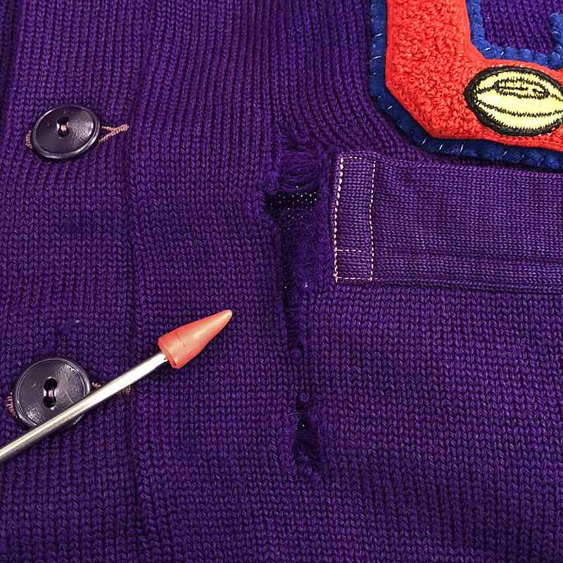 VINTAGE / ヴィンテージ古着 50s〜 NELSON KNITTING MILLS CO. ワッペン レタード Vネック カーディガン