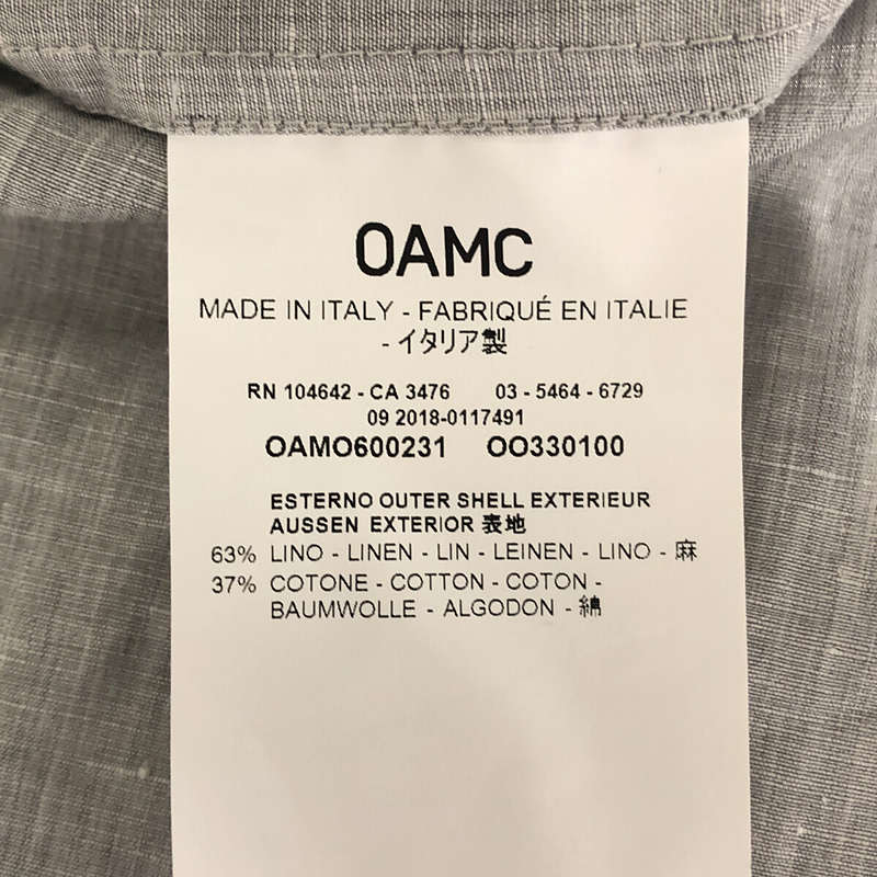 OAMC / オーエーエムシー リネン コットン ハイネック シャツ ジャケット