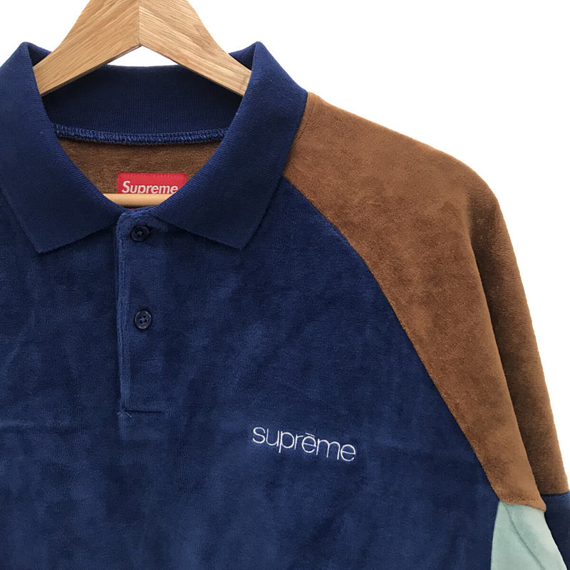 SUPREME / シュプリーム 2022AW Paneled Velour L/S Polo パネル ベロア ロングスリーブ ポロ シャツ タグ・ステッカー付