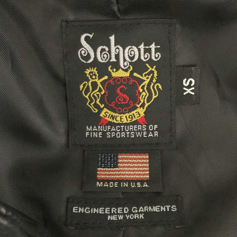 Engineered Garments / エンジニアドガーメンツ × Schott ショット コラボ SINGLE RIDERS JACKET カウハイド シングル ライダース ジャケット