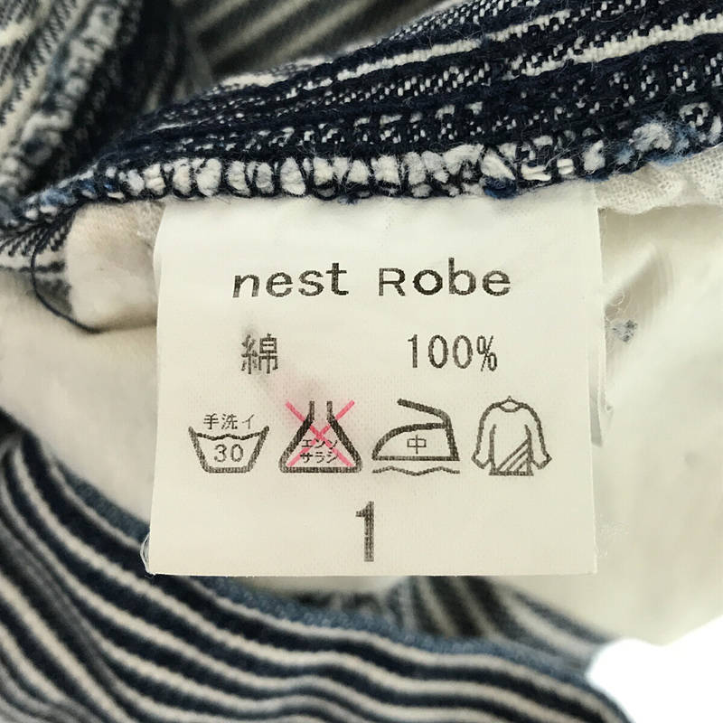 nest robe / ネストローブ コットン インディゴ染め ヒッコリー パンツ