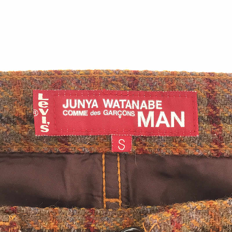 JUNYAWATANABE COMMEdesGARCONS MAN / ジュンヤワタナベ コム デ ギャルソン マン × LEVI'S リーバイス コラボ × HARRIS TWEED ハリスツイード 別注 トリプルネーム ツイード ウール チェック トラウザーズ パンツ