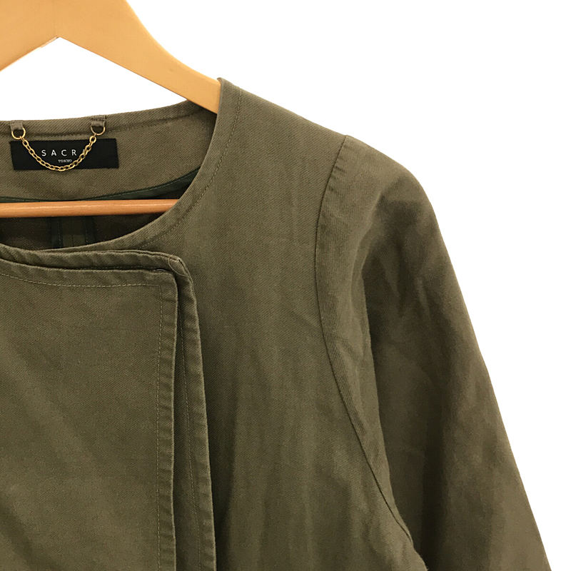 SACRA / サクラ linen trench coat コットン リネン ノーカラー コクーン トレンチ コート