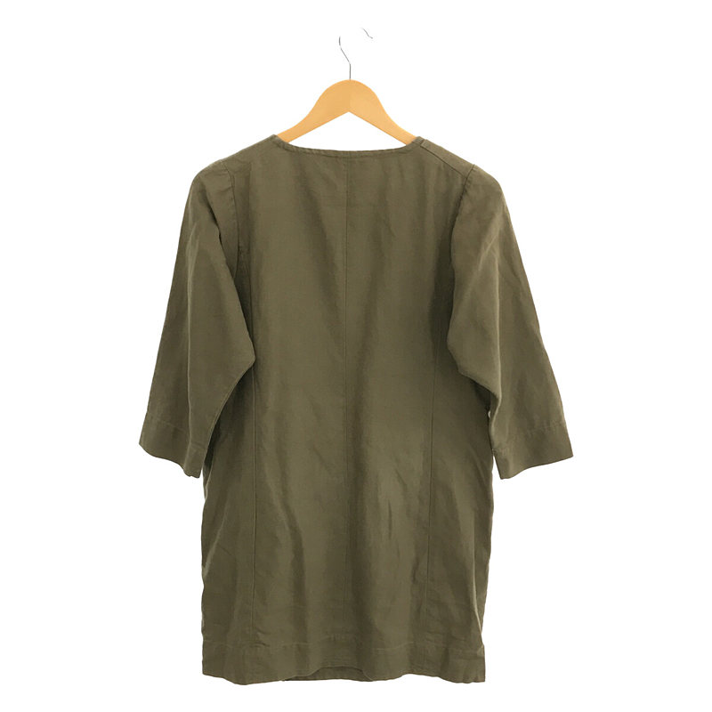 SACRA / サクラ linen trench coat コットン リネン ノーカラー コクーン トレンチ コート