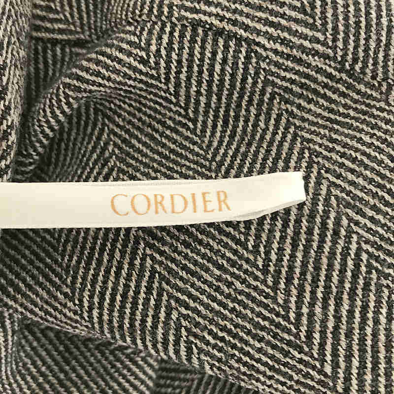 CORDIER / コルディア ウール ヘリンボーン フレア ロング スカート