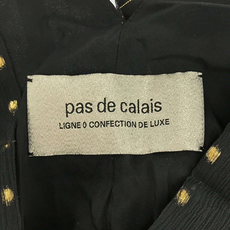 pas de calais / パドカレ シルク ジャガード ドット ストライプ 切替 Vネック ティアード ワンピース ドレス