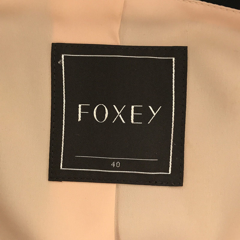 FOXEY / フォクシー ウール ストレッチ ノーカラー ダブルブレスト ジャケット