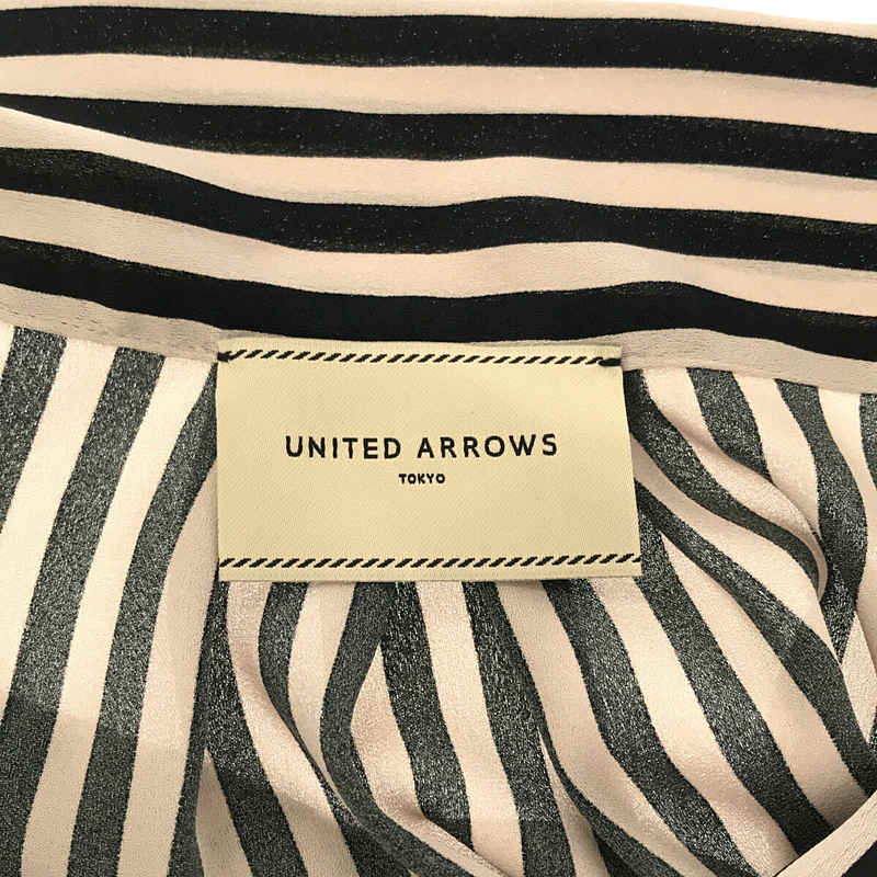 UNITED ARROWS / ユナイテッドアローズ ポリエステル サテン UBCB ロンドン ストライプ ボウタイ プルオーバー ブラウス