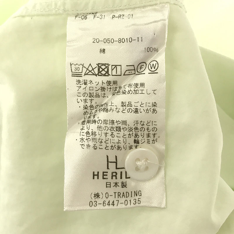 HERILL / ヘリル SUVIN COTTON BAND COLLAR SHIRTS ビッグシルエット スビンコットン バンドカラーシャツ