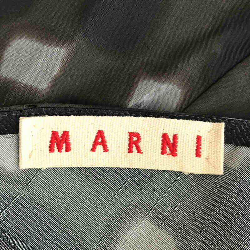 MARNI / マルニ ヴィスコース シルク 総柄 プリント タック プリーツ ジップ ノースリーブ チュニック