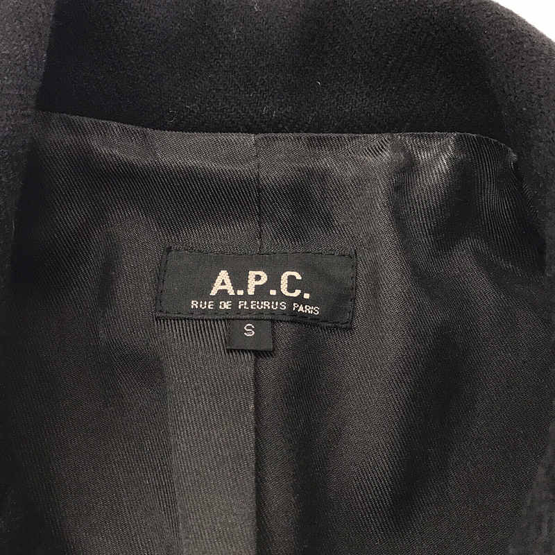 A.P.C. / アーペーセー フランス製 ウール ヘリンボーン Aライン ダブル ロング コート