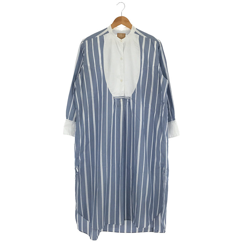 VINTAGE DRESS ヴィンテージ ドレス ストライプ バンドカラー シャツ ワンピースNIGEL CABOURN WOMAN /  ナイジェルケーボン ウーマン