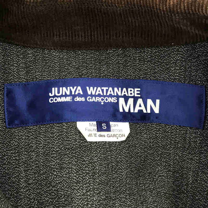 JUNYAWATANABE COMMEdesGARCONS MAN / ジュンヤワタナベ コム デ ギャルソン マン 異素材 バックレザー バッファローチェック 切替 デニム カバーオール ジャケット