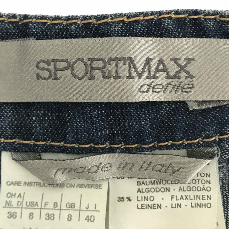 Sportmax / スポーツマックス イタリア製 コットン リネン デニム ワンショルダー サロペット フレア スカート