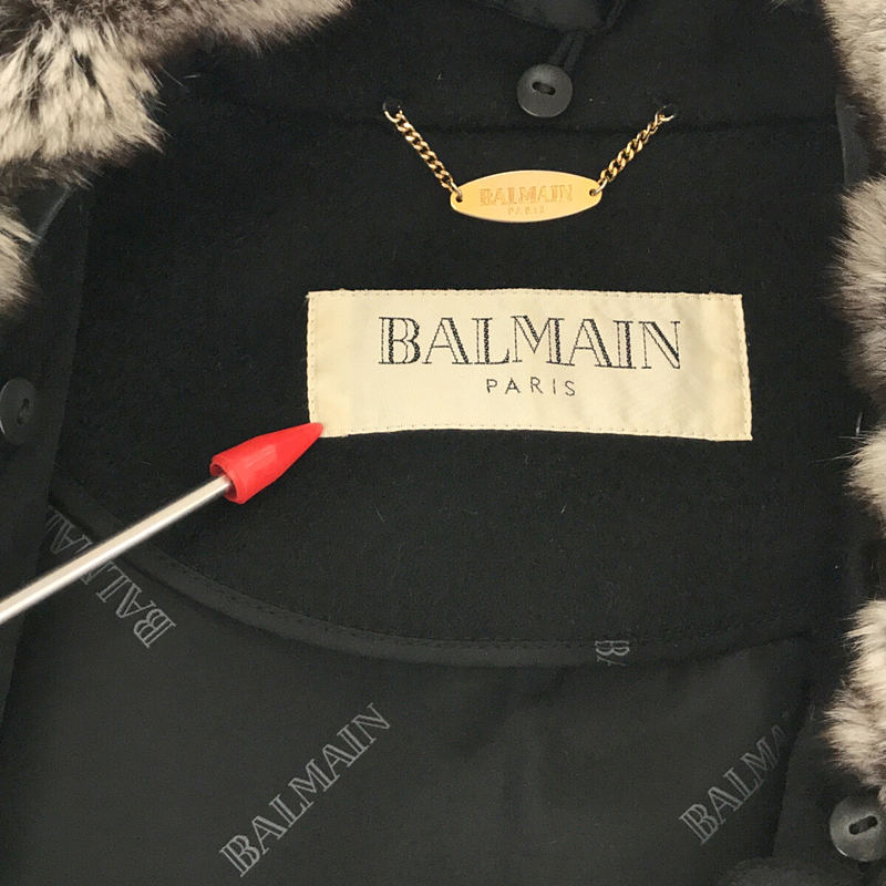 BALMAIN / バルマン カシミヤ100% リアルファー付き 裏地 シルク ロング コート