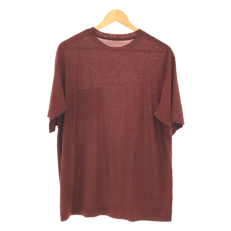 COMOLI / コモリ ウール天竺 半袖クルー ボーダーTシャツ Red