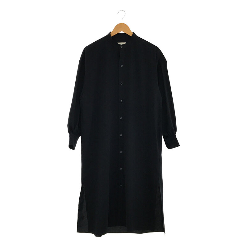 SHIRT DRESS ノーカラー ロング シャツ ワンピース