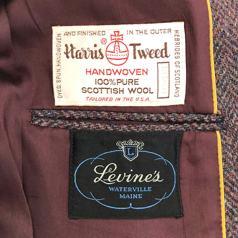 VINTAGE / ヴィンテージ古着 80s Levine's USA製 Harris Tweed ヘリンボーン 2B テーラードジャケット