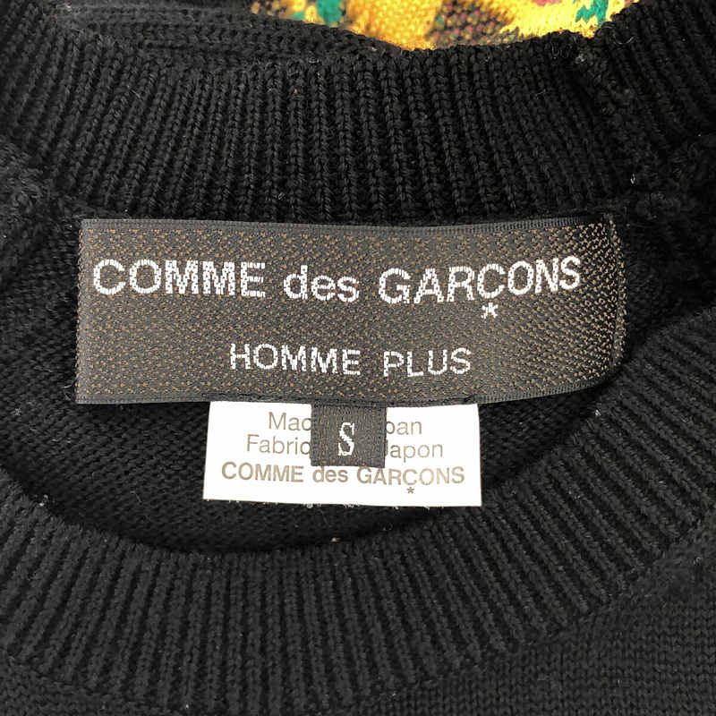 COMME des GARCONS HOMME PLUS / コムデギャルソンオムプリュス ジャガード刺繍 変形スリーブ ニット プルオーバー