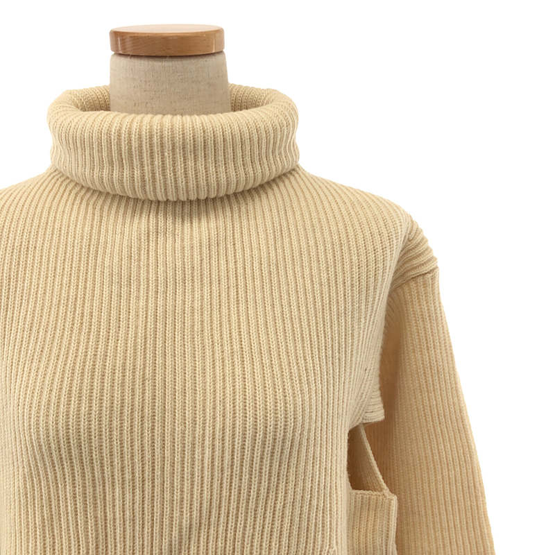 unfil / アンフィル bluefaced leicester bottle neck sweater / カットアウト タートルネックニット