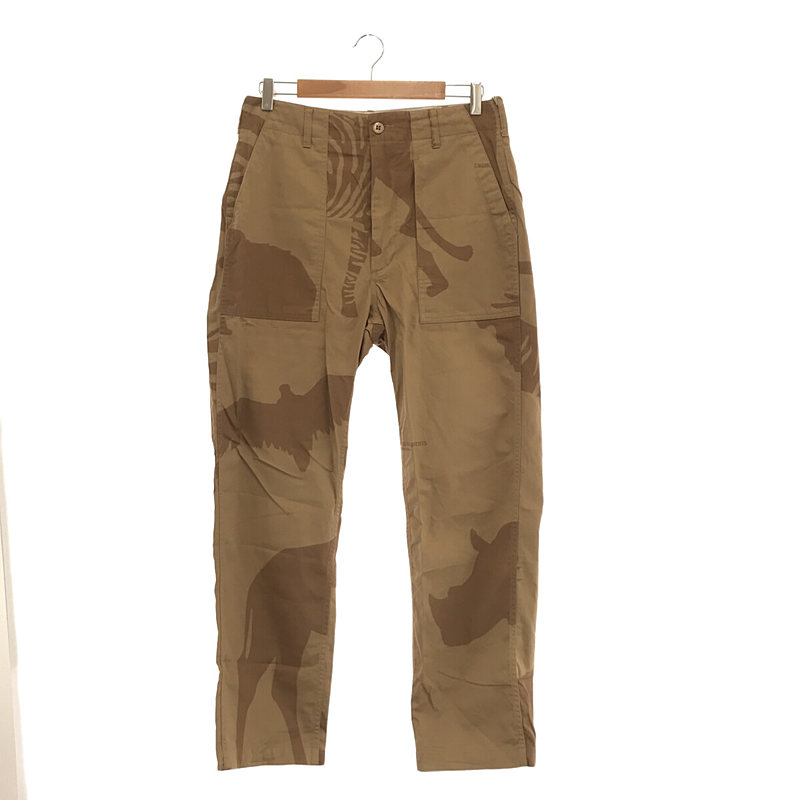 FATIGUE PANT KHAKI ANIMAL PRINT COTTON FLAT TWILL / アニマル