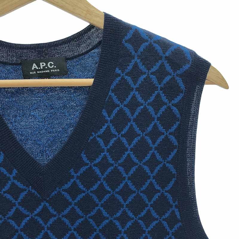 A.P.C. / アーペーセー ウール 総柄 Vネック ベスト