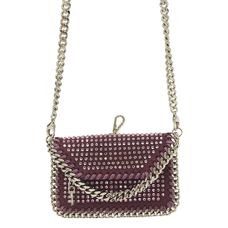 STELLA McCARTNEY / ステラマッカートニー Eco All Over Crystal Card Holder / レザー 装飾 チェーンショルダー カードケース ミニポーチ バッグ