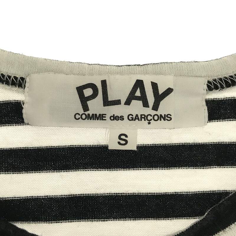 PLAY COMME des GARCONS / プレイコムデギャルソン ワンポイント ワッペン ハートロゴ コットン ボーダー クルーネック ロンT カットソー