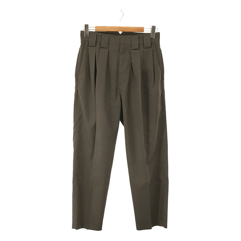 DOUBLE WIDE TROUSERS ウールギャバ タック テーパード ダブル ワイド