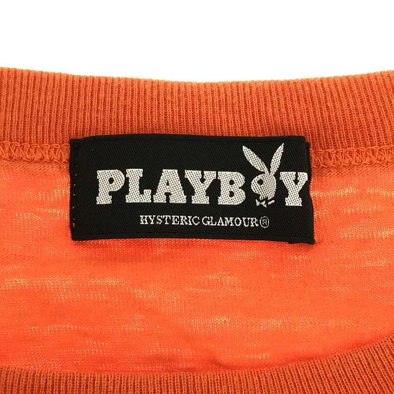 HYSTERIC GLAMOUR / ヒステリックグラマー 1142CT01 × PLAYBOY プレイボーイ コラボ 両面プリント フットボールTシャツ